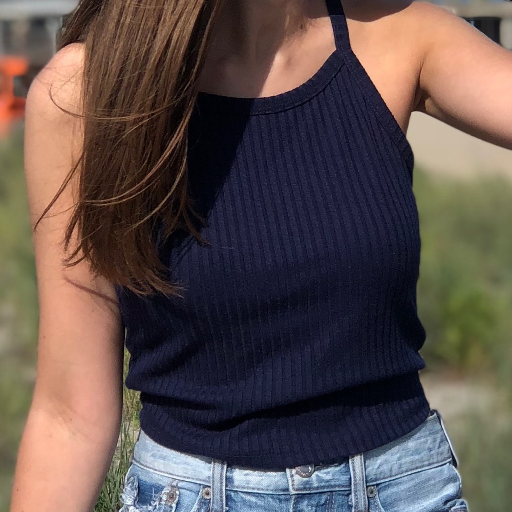 navy crop top